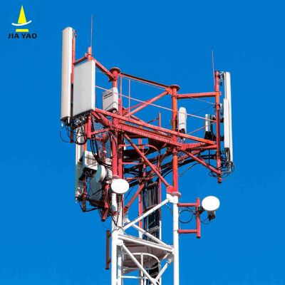 屋外 5G 4G マイクロ波アプリケーション用の耐久性のある 3 脚の管状鉄塔亜鉛メッキ自己支持テレコム マスト