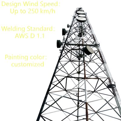 3脚管状無縫鋼 20 30 40M 5G GSM Cdma Isp 電気通信塔