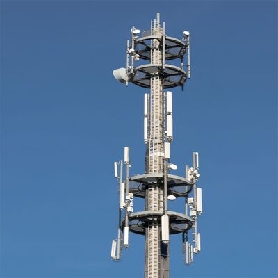 モノポールタワー、EN 1991-1-4 & EN 1993-3-1 設計コードに準拠した、性能のための軟鋼および高張力鋼材で構成された通信タワー