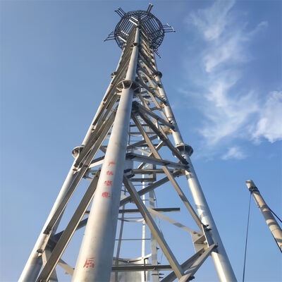 軽量用 45 メートル 3 脚チューブルセルラーマイクロ波ガルバニゼーション ISP ピロンアンテナ 5g ポール 3 脚レチス鉄塔