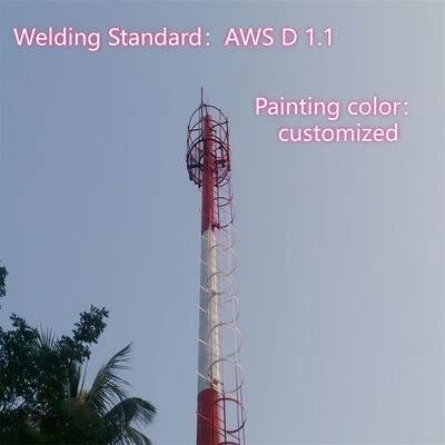 12 18 24 メートルのコンパクトなモノポール電流を通された鋼鉄自立屋外 5G 4G Wifi 小スペース通信タワー