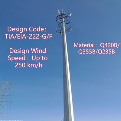 12 25 32M Galvanized Monopole Communication Tower Corrosion Proof Quick Installation for Coastal Region
