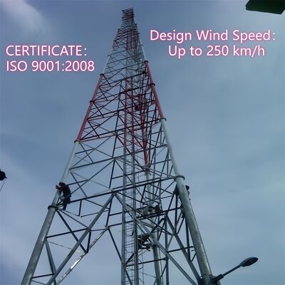 屋外 5G 4G マイクロ波アプリケーション用の耐久性のある 3 脚の管状鉄塔亜鉛メッキ自己支持テレコム マスト