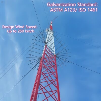 Guyed ワイヤー鋼鉄通信タワーの速い配達注文のプレハブのモジュラーの簡単な設置