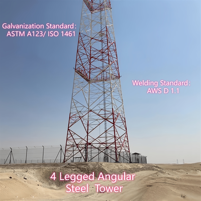 20 30 40 60 M メートル都市 5G のための溶融亜鉛メッキ 4 脚角度鉄塔マルチ アンテナ