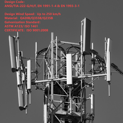 45M 48M 60M Galvanized Steel 4 Legged Antenna Tower For Campus Wide Communication