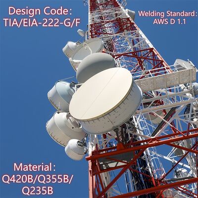 24 36 48 メートルの衛星信号伝送用の溶融亜鉛メッキ 4 脚通信タワー