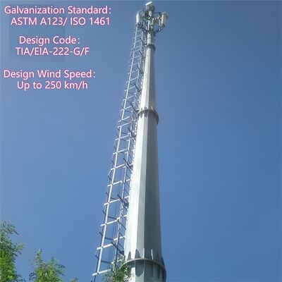ショッピング モール 5G 基地局のための 30M の避雷モノポール タワー