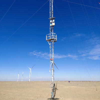 マルチレベルセンサーブラケットと登山防止セキュリティ機能を備えた風力発電所資源評価用の 60M 高精度亜鉛メッキ風速計タワー展開システム