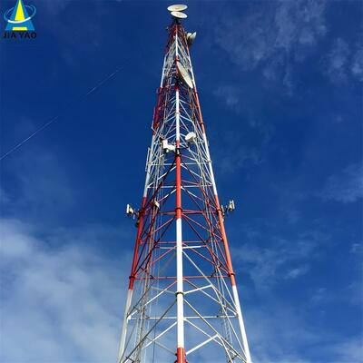 高精度 3 脚管状鋼格子タワー 4G 5G 基地局 20 メートル 30 メートル 45 メートル 60 メートルホットディップ亜鉛メッキ耐風テレコムマスト