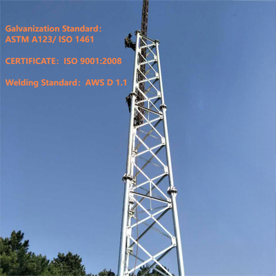 高精度 3 脚管状鋼格子タワー 4G 5G 基地局 20 メートル 30 メートル 45 メートル 60 メートルホットディップ亜鉛メッキ耐風テレコムマスト