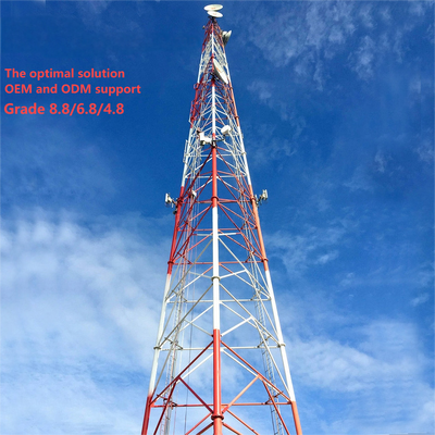 遠隔鉱山エリア通信用の頑丈な 3 脚の管状鋼鉄格子タワー 4G 5G 基地局 Q345B ホット DIP 亜鉛メッキ耐風マスト