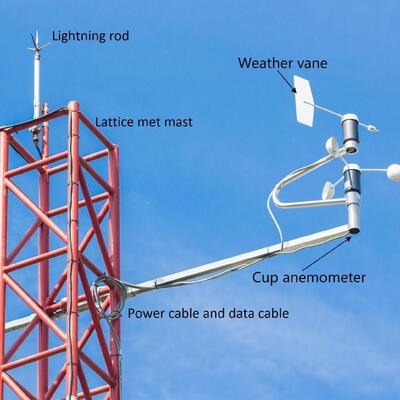 風力発電資源評価用マルチレベルセンサーマウントを備えた60m～100m格子高張力ガイド風速計タワー